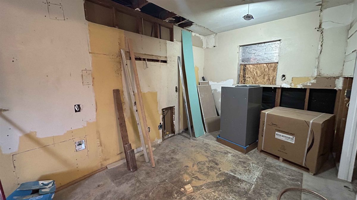The kitchen mid-renovation.