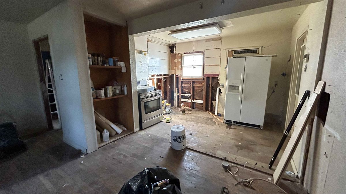 The kitchen mid-renovation.